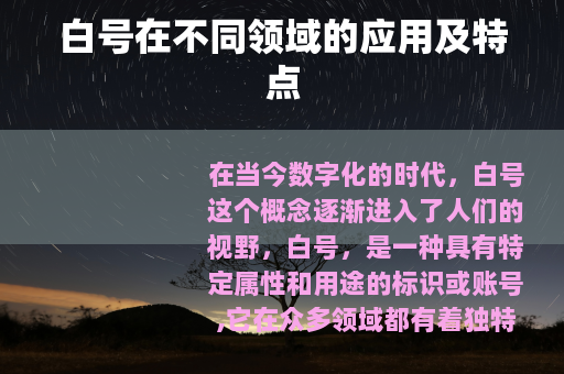 白号在不同领域的应用及特点