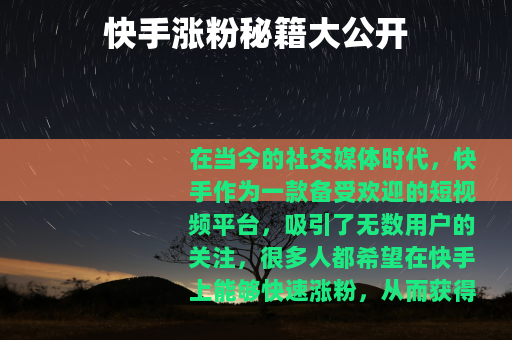 快手涨粉秘籍大公开