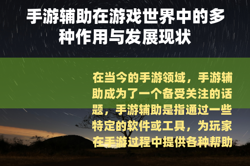 手游辅助在游戏世界中的多种作用与发展现状