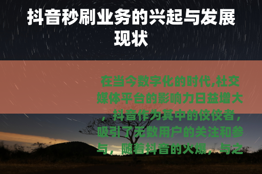 抖音秒刷业务的兴起与发展现状