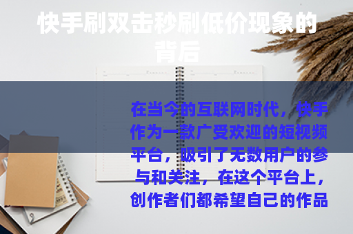 快手刷双击秒刷低价现象的背后