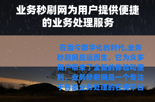 业务秒刷网为用户提供便捷的业务处理服务