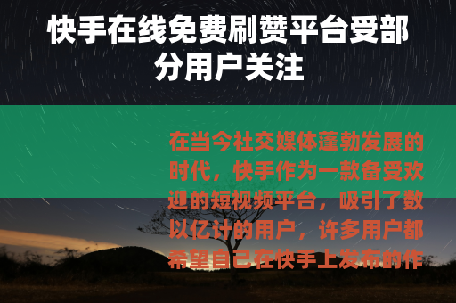 快手在线免费刷赞平台受部分用户关注
