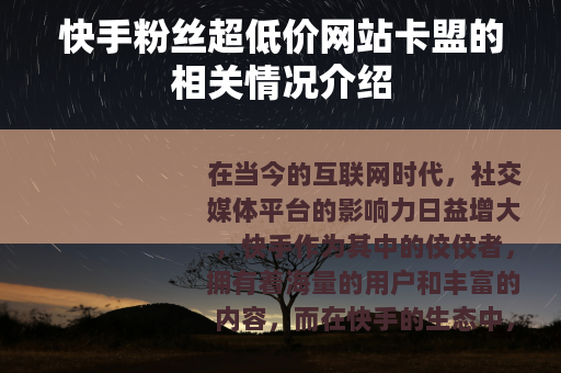快手粉丝超低价网站卡盟的相关情况介绍