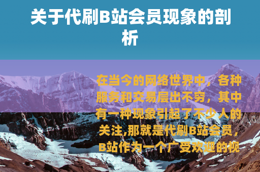 关于代刷B站会员现象的剖析