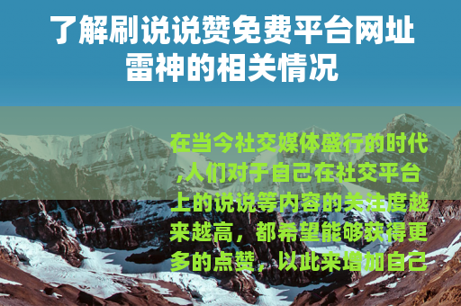 了解刷说说赞免费平台网址雷神的相关情况