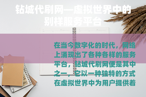 钻城代刷网—虚拟世界中的别样服务平台