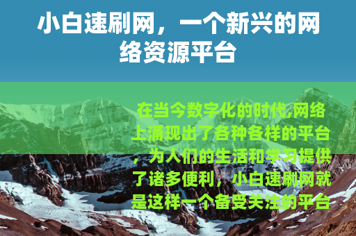 小白速刷网，一个新兴的网络资源平台