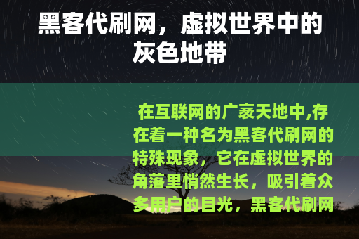 黑客代刷网，虚拟世界中的灰色地带