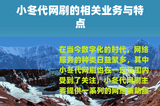 小冬代网刷的相关业务与特点