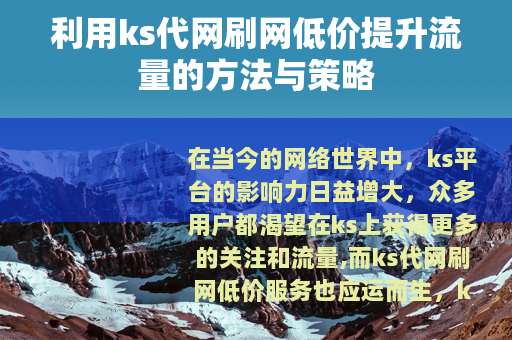 利用ks代网刷网低价提升流量的方法与策略
