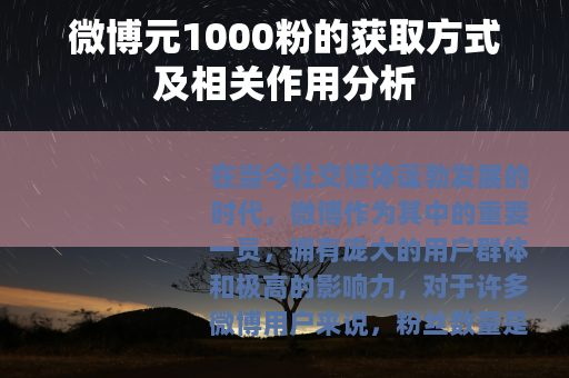 微博元1000粉的获取方式及相关作用分析