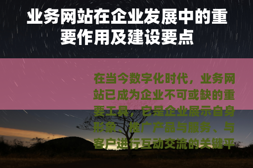 业务网站在企业发展中的重要作用及建设要点