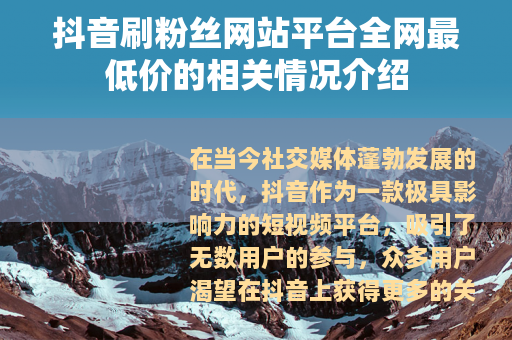 抖音刷粉丝网站平台全网最低价的相关情况介绍