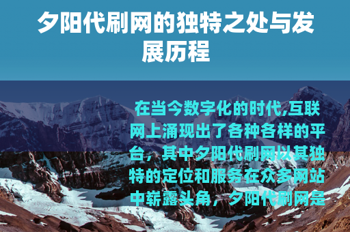 夕阳代刷网的独特之处与发展历程