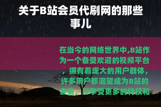 关于B站会员代刷网的那些事儿