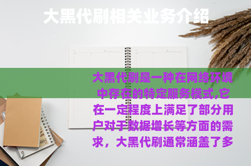 大黑代刷相关业务介绍