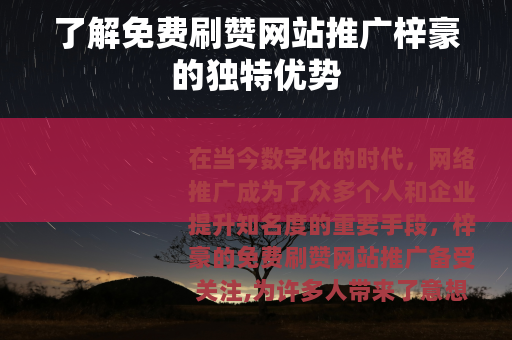 了解免费刷赞网站推广梓豪的独特优势