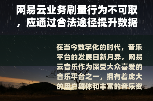 网易云业务刷量行为不可取，应通过合法途径提升数据