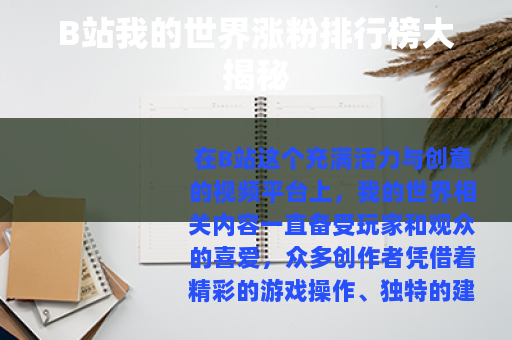 B站我的世界涨粉排行榜大揭秘