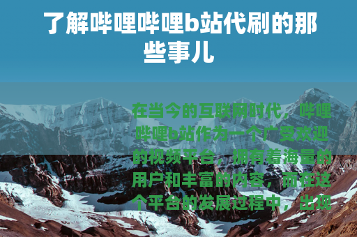 了解哔哩哔哩b站代刷的那些事儿