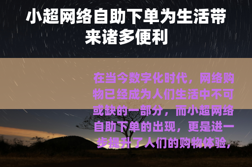 小超网络自助下单为生活带来诸多便利