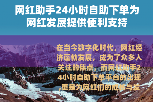 网红助手24小时自助下单为网红发展提供便利支持