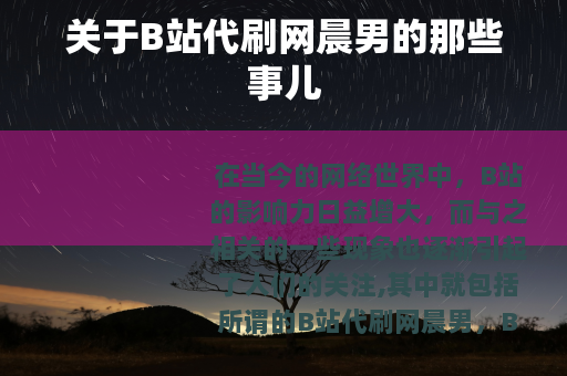 关于B站代刷网晨男的那些事儿