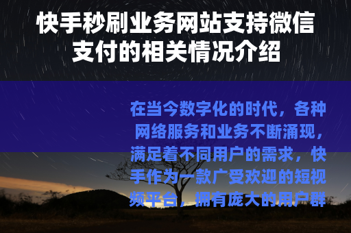 快手秒刷业务网站支持微信支付的相关情况介绍