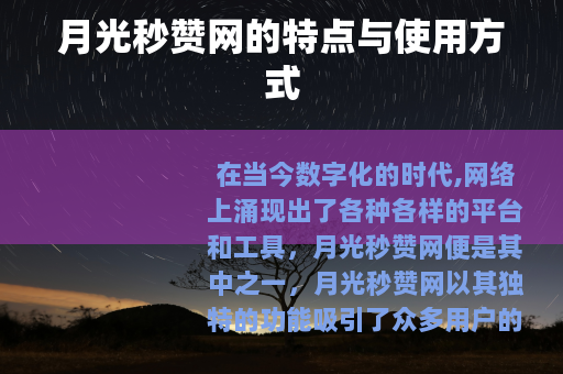 月光秒赞网的特点与使用方式