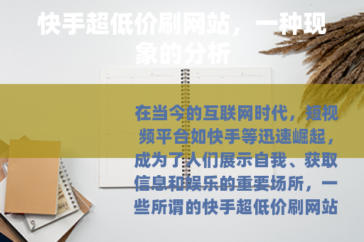 快手超低价刷网站，一种现象的分析