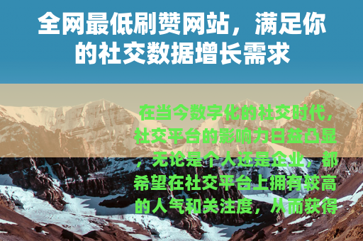 全网最低刷赞网站，满足你的社交数据增长需求