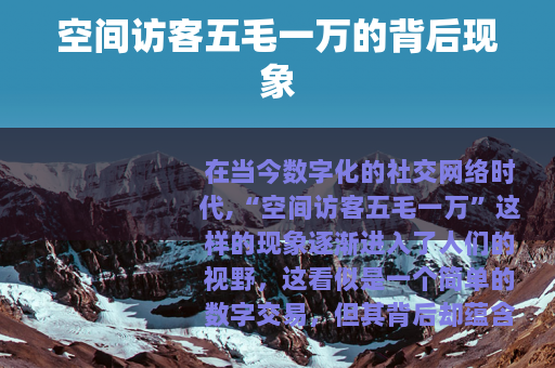 空间访客五毛一万的背后现象