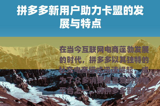 拼多多新用户助力卡盟的发展与特点