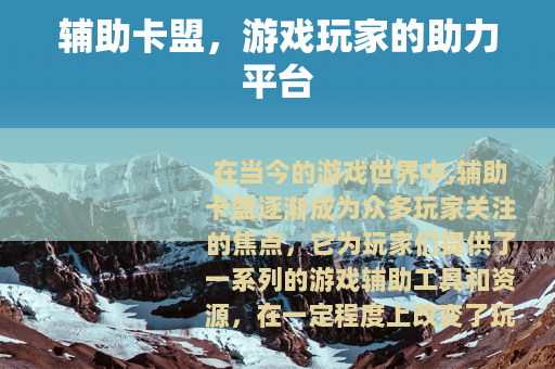 辅助卡盟，游戏玩家的助力平台