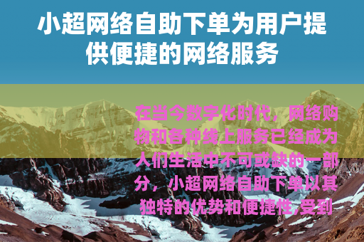 小超网络自助下单为用户提供便捷的网络服务