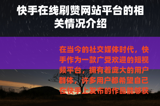 快手在线刷赞网站平台的相关情况介绍