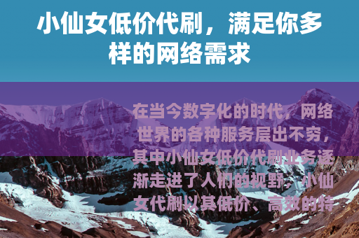 小仙女低价代刷，满足你多样的网络需求