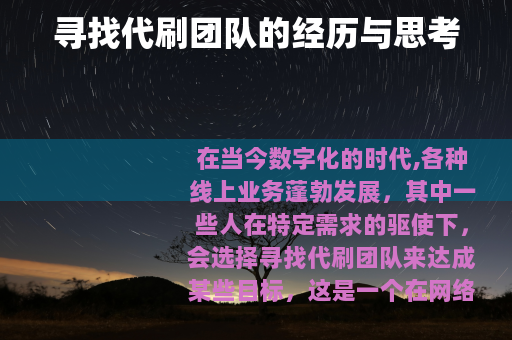 寻找代刷团队的经历与思考