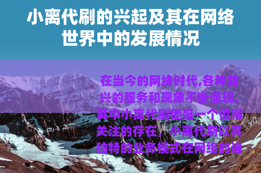 小离代刷的兴起及其在网络世界中的发展情况