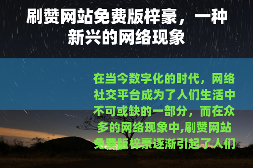 刷赞网站免费版梓豪，一种新兴的网络现象