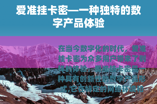 爱准挂卡密—一种独特的数字产品体验