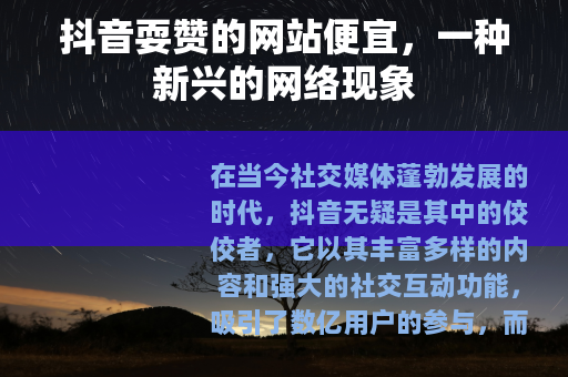 抖音耍赞的网站便宜，一种新兴的网络现象
