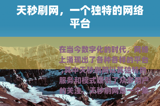 天秒刷网，一个独特的网络平台