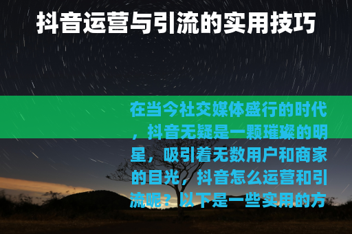 抖音运营与引流的实用技巧