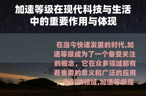 加速等级在现代科技与生活中的重要作用与体现
