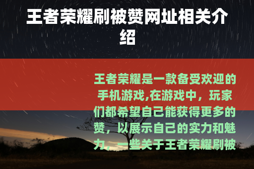 王者荣耀刷被赞网址相关介绍