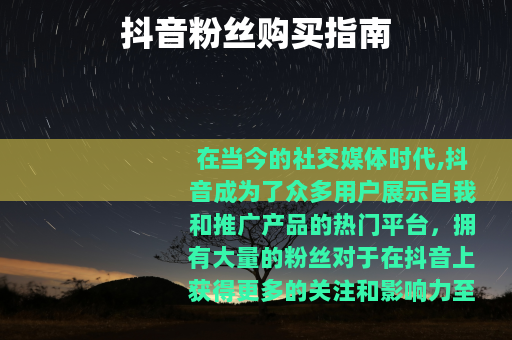 抖音粉丝购买指南