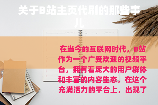 关于B站主页代刷的那些事儿