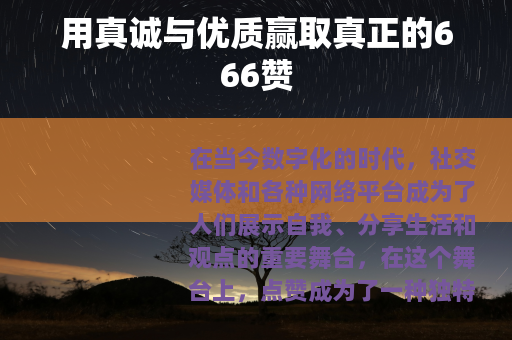 用真诚与优质赢取真正的666赞